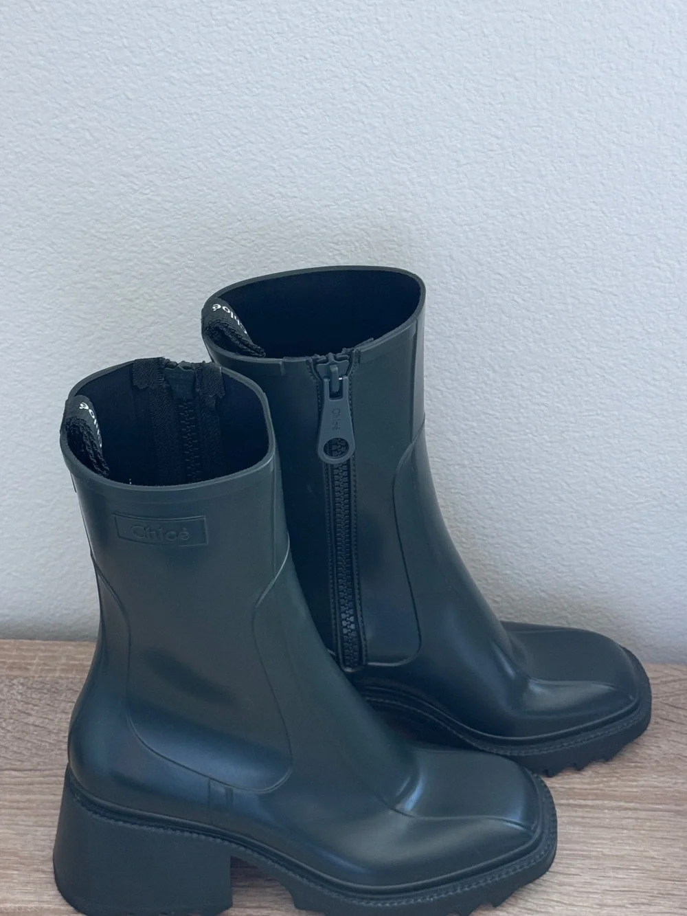 Chloé Betty Dark Green Mid-Calf Rain Boots Size 38